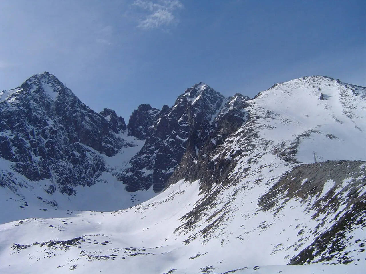 Lomnický štít en Kežmarský štít gezien vanaf Skalnaté pleso